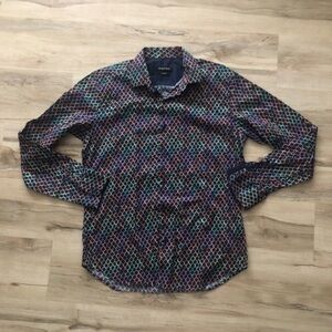 Multi Colour Bugatchi Shaped Fit Button Down Long Sleeve Top